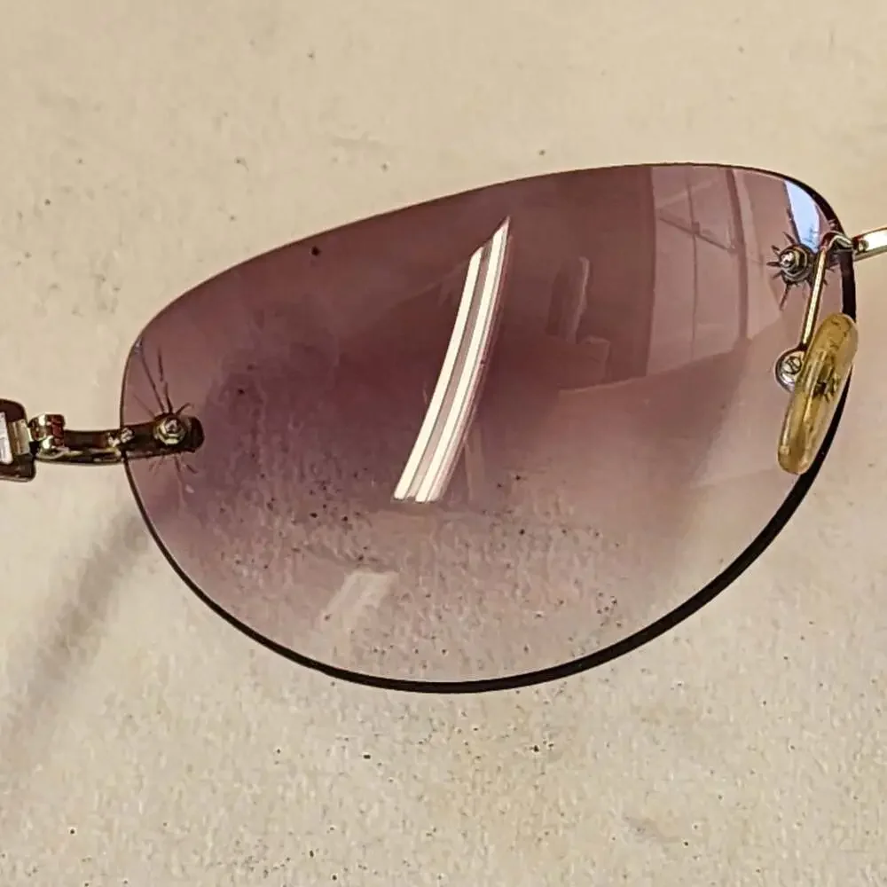 Fendi Vintage Rimless Rhinestone Logo Sunglasses w/ Gradient Lenses (cracks)